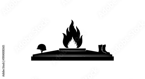 Simple Black Silhouette of Fire on Altar.