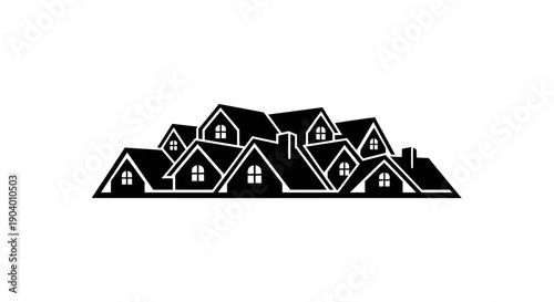 Collection of Houses Roofs Architectural Design Illustration.