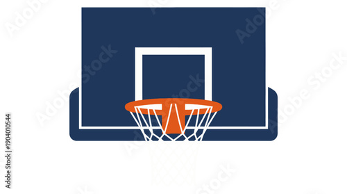 Basketball Backboard with Hoop and Net Front View Illustration