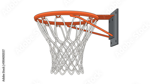 Basketball Hoop and Net Side View Flat Vector Illustration