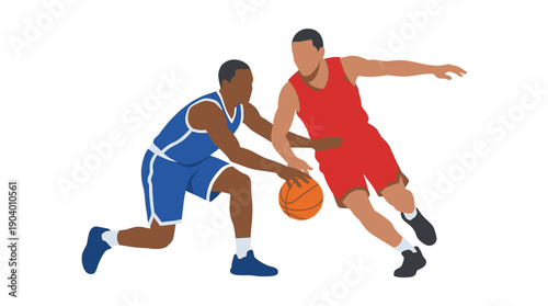 Basketball Steal Defense Moment with Two Players in Action Illustration