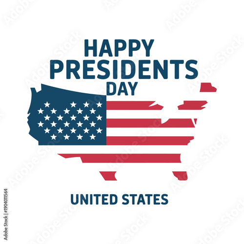 A graphic design celebrating Presidents Day in the United States with an American flag theme