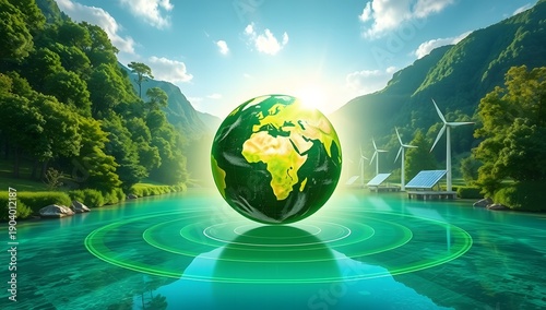 Sustainable future background representing environmental protection and green innovation