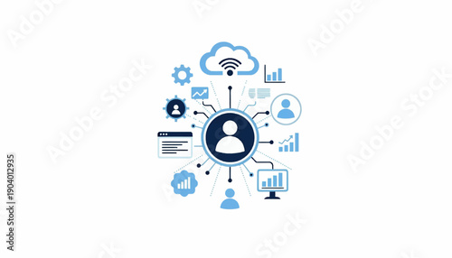 Digital Profile Connection Network Concept Illustration.