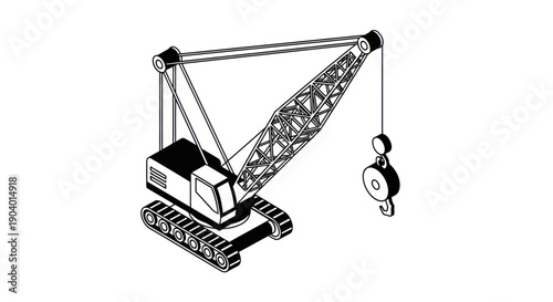 Heavy-Duty Crawler Crane with Hook for Construction Work.