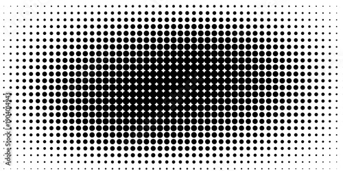 Dotted halftone gradient texture. Vanishing polka dot background. Repeating dots gradation pattern background. Black fading comic pop art overlay backdrop. Raster effect wallpaper. Vector halftone