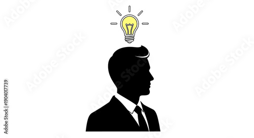 Man with Light Bulb Idea Silhouette.