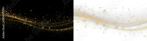 Valokuva Sparkling gold dust flowing across a transparent background during a creative de