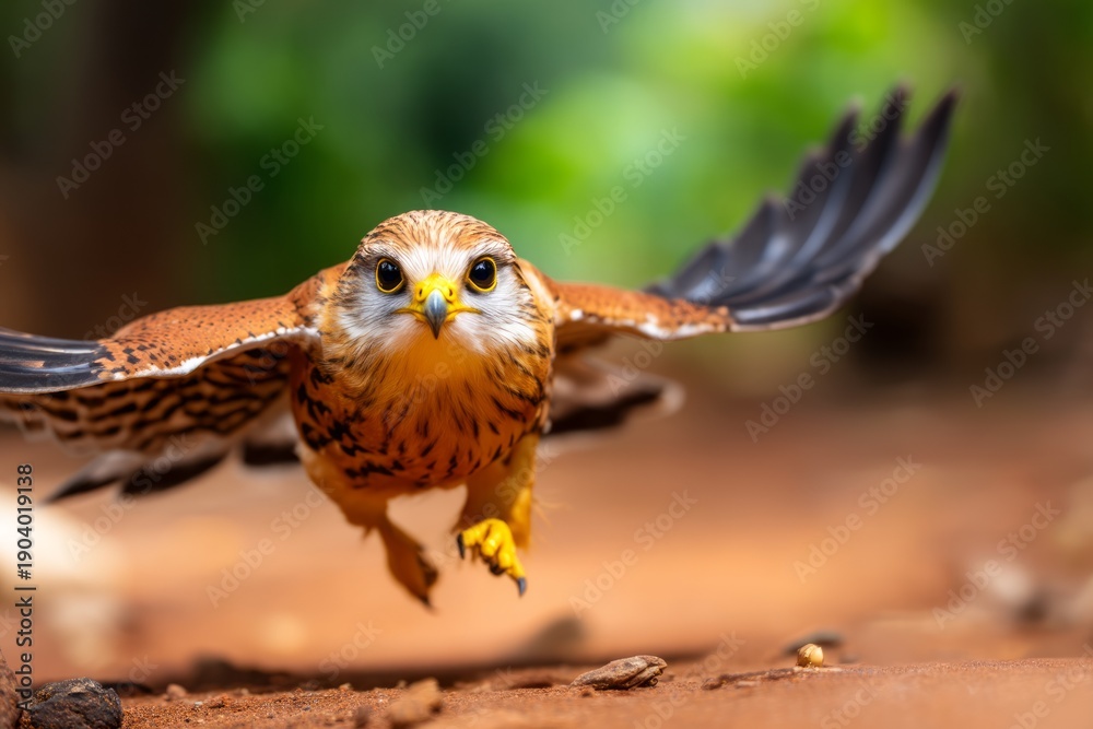 Obraz premium Falcon Diving at Extreme Speed Toward Prey with Beautiful Motion Blur of Wings and Feathers
