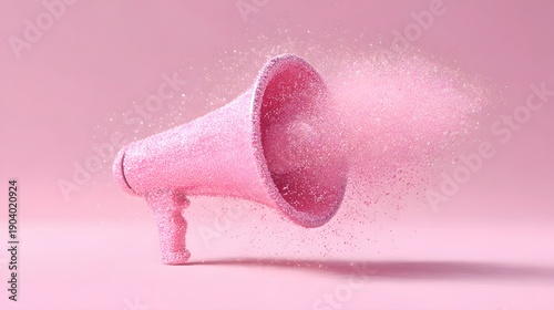 Wallpaper Mural Pink megaphone with a cloud of pink dust, creative advertising concept, pastel background. Torontodigital.ca