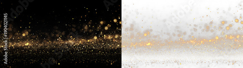 Tableau sur toile Background with gold sparkles on black and white for decorations or design proje