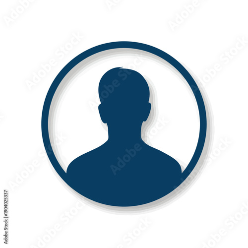 Simple blue silhouette of a person within a circular frame