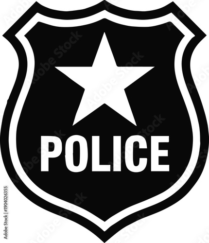 police badge shield star emblem vector flat design law security symbol