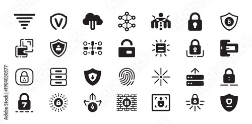 Cyber security technology icons for digital protection network access services and data privacy