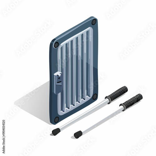 Grill panel with attachment rods