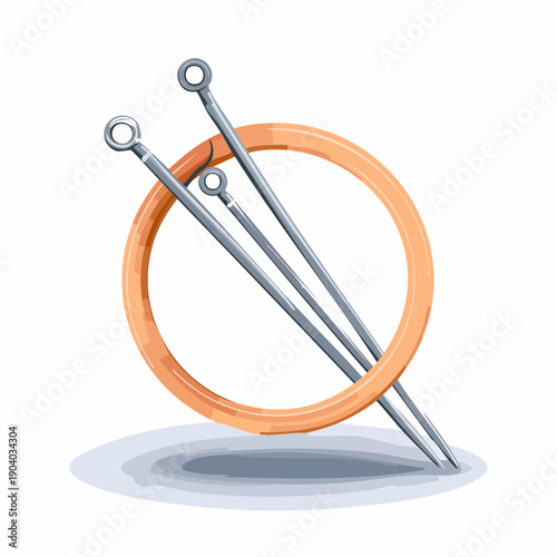 Knitting needles with hoop isolated