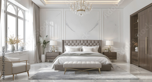 Luxurious Modern Master Bedroom Interior Design with Elegant Decor.