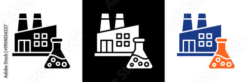 Chemical Industry Icon Set Glyph Vector Illustration