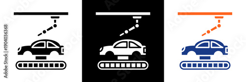 Car Manufacturing Icon Set Glyph Vector Illustration