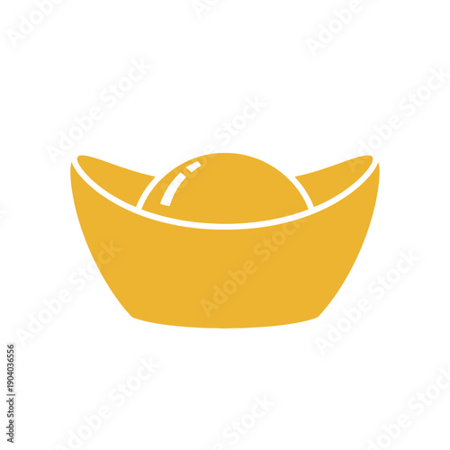 Golden Sycee Ingot Icon Representing Wealth and Prosperity. A Traditional Asian Symbol of Good Fortune and Financial Success, Perfect for Cultural Celebrations and Business Concepts