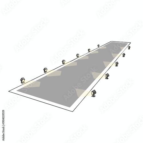 Isometric 3D Illustration of a Grey Platform with Spotlight