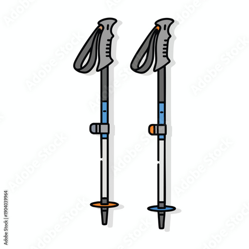 Illustration of Trekking Poles for Hiking and Camping