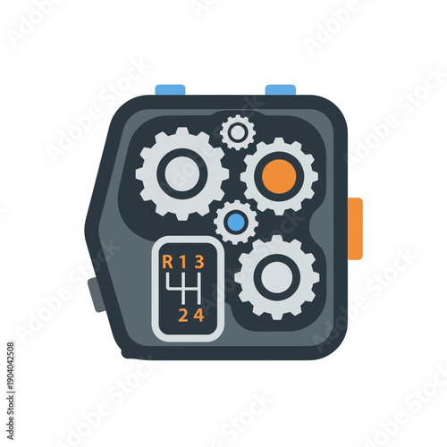 Car Gearbox Mechanism with Gears and Shifter
