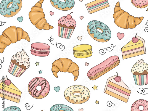 Assortment of Delicious Baked Goods and Desserts Pattern.