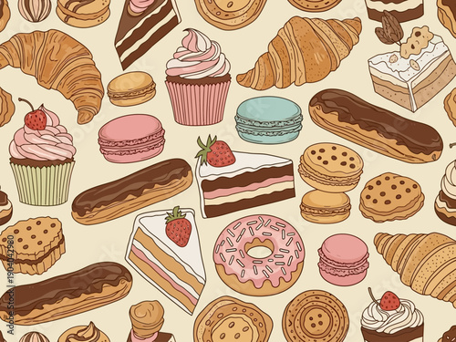 Assortment of Delicious Baked Goods and Pastries.