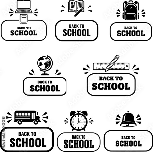 Collection of School Themed Vector Stickers and Emblem Designs