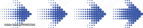 Four Blue Halftone Arrows Pointing Right, Abstract
