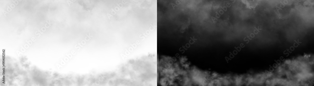 Fototapeta premium PNG image of White and Black Smoke Cloud Overlays Set isolated on Transparent Background