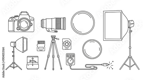 Photography equipment collection, illustration