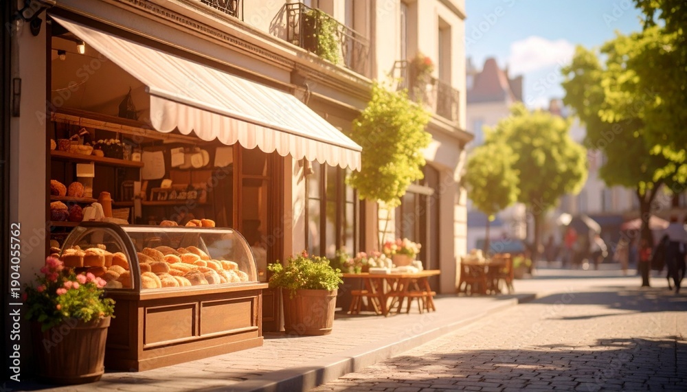 Fototapeta premium 街角のステキな焼きたてパン屋さん lovely bakery on a street