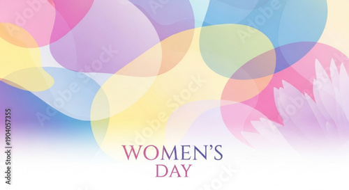 Vibrant women's day background with colorful overlapping circles and flowers