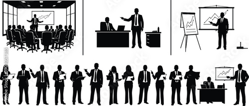 Business teamwork silhouettes, corporate presentation, professional collaboration, office meeting, leadership training, business communication, strategy planning, workplace success