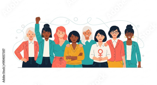 Diverse women standing together in solidarity and empowerment