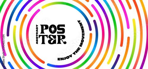 Abstract Circle Color Lines Pattern. Vector Concentric Rainbow Lines Music Background Design. Template Round Circular Geometric Logo with Color Gradation.