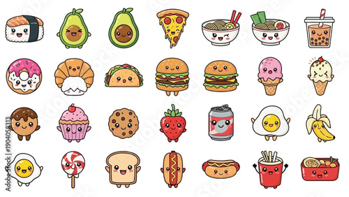 Kawaii food characters collection