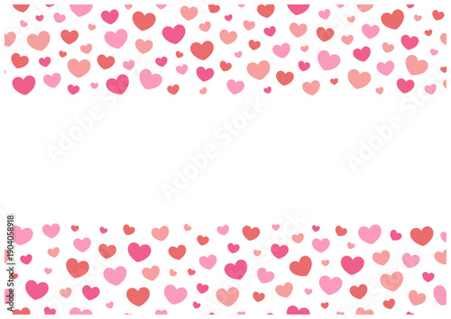 カラフルなハートのフレーム（上下配置）｜バレンタイン向け装飾ベクター