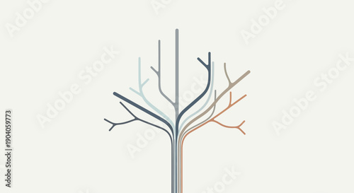Minimalistic abstract tree design with simple branches in neutral colors.