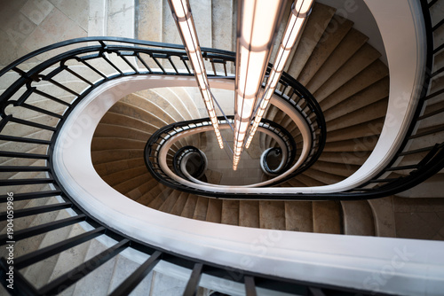 Wallpaper Mural Spiral Staircase With Lights and a View From Above Torontodigital.ca