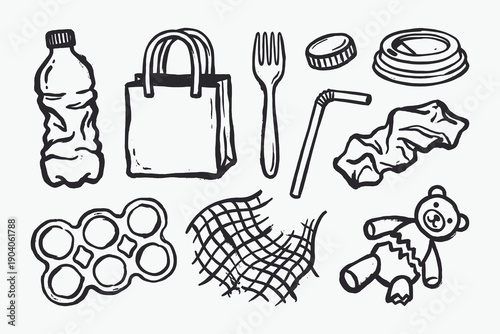 Vintage Hand Drawn Cocktail Collection: Set of Six Iconic Alcoholic Beverage Illustrations