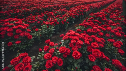 Overhead View of a Dense Rose Garden Background