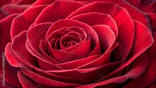 Macro Close-Up of Red Rose Petals with Velvety Texture