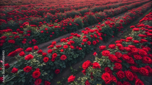 Overhead View of a Dense Rose Garden Background
