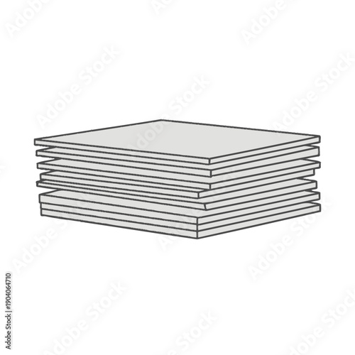 Stack of Sheets Icon. Layered Material Pile Vector Illustration. Construction or Paper Board Graphic.