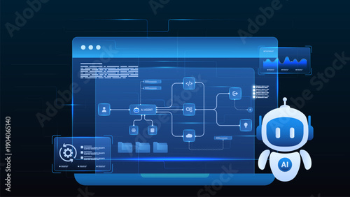 AI agent automation machine learning with coding, processing system, analytic flow and software automation system.