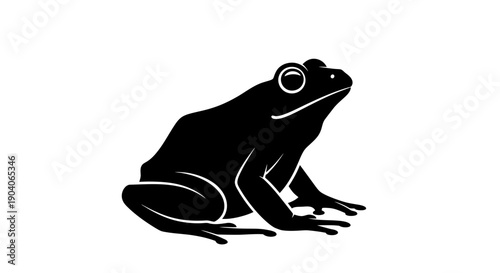 Black Frog Silhouette on White Background