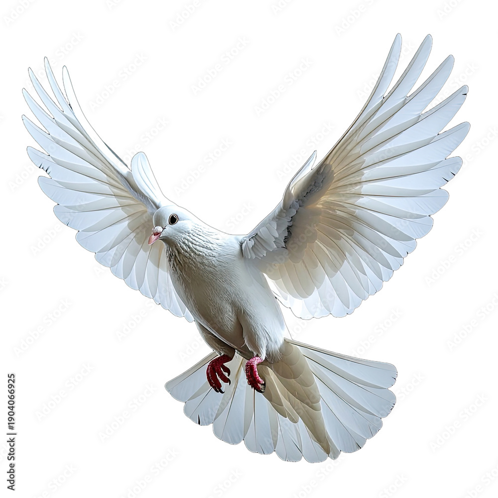 Fototapeta premium A stunning white bird with fully outstretched wings, captured mid-flight, isolated against black